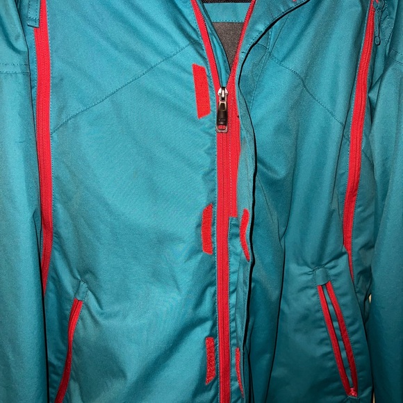Oakley Teal Blue & Red Ski Snowboard Zip Up Hooded  Winter Jacket Size M RARE - Picture 6 of 15